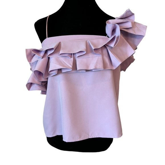 Lavender Full Ruffle Stretch Top - Picture 8 of 8